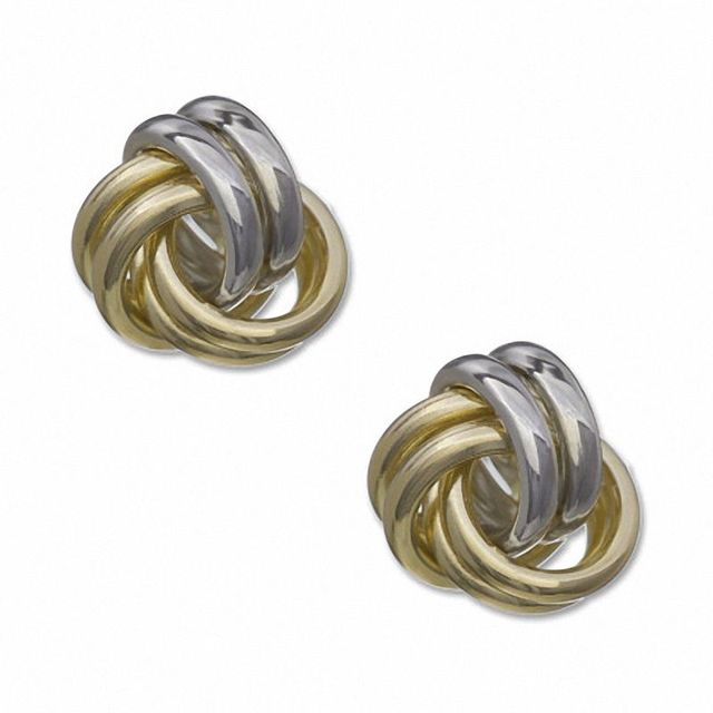 14K Two-Tone Gold Love Knot Stud Earrings|Peoples Jewellers