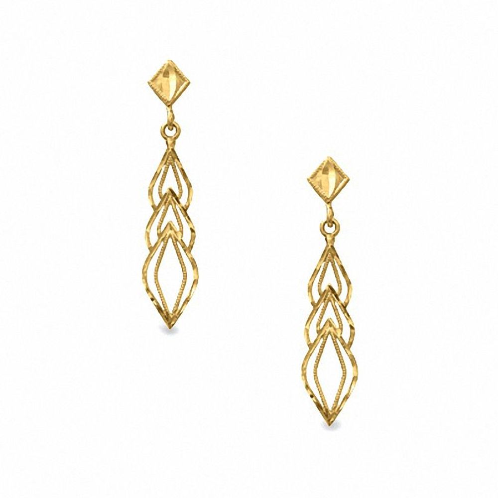 14K Gold Filigree Open Marquise Drop Earrings|Peoples Jewellers