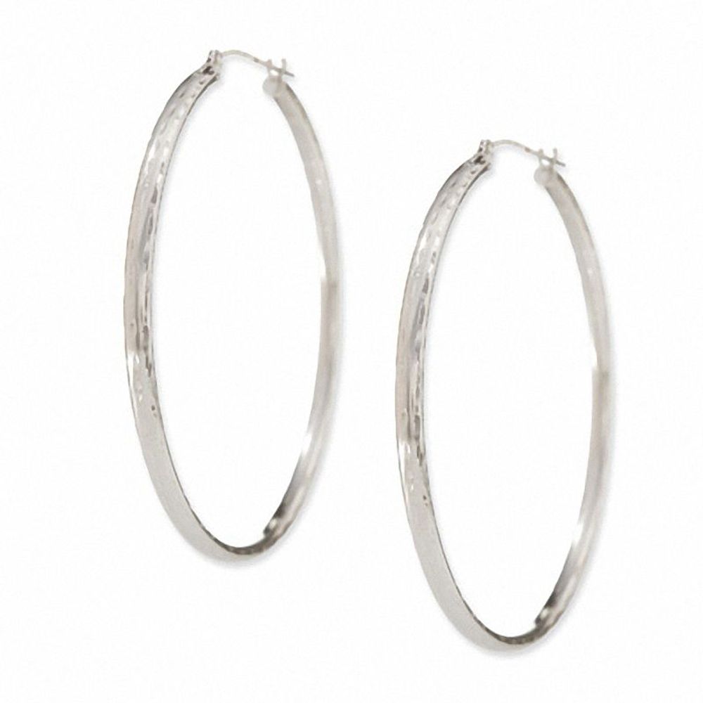 14K White Gold 45mm Hoop Earrings|Peoples Jewellers