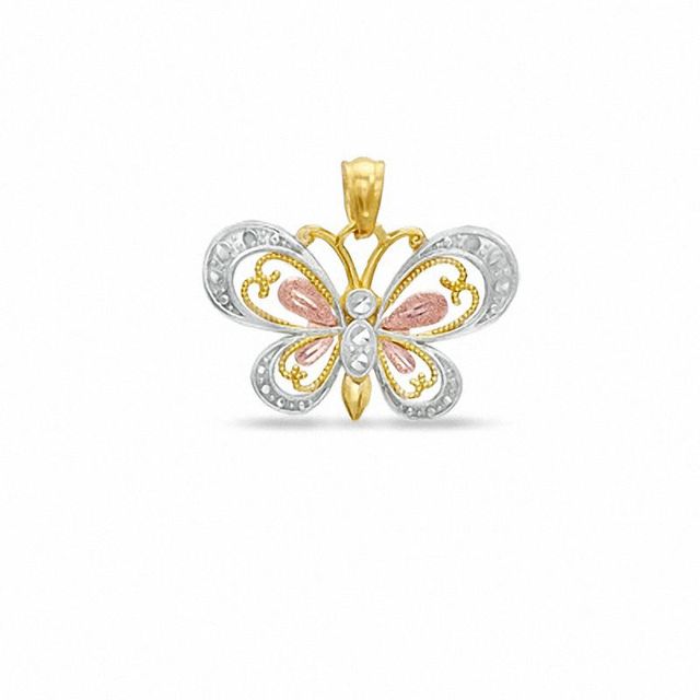 10K Tri-Tone Gold Butterfly Charm