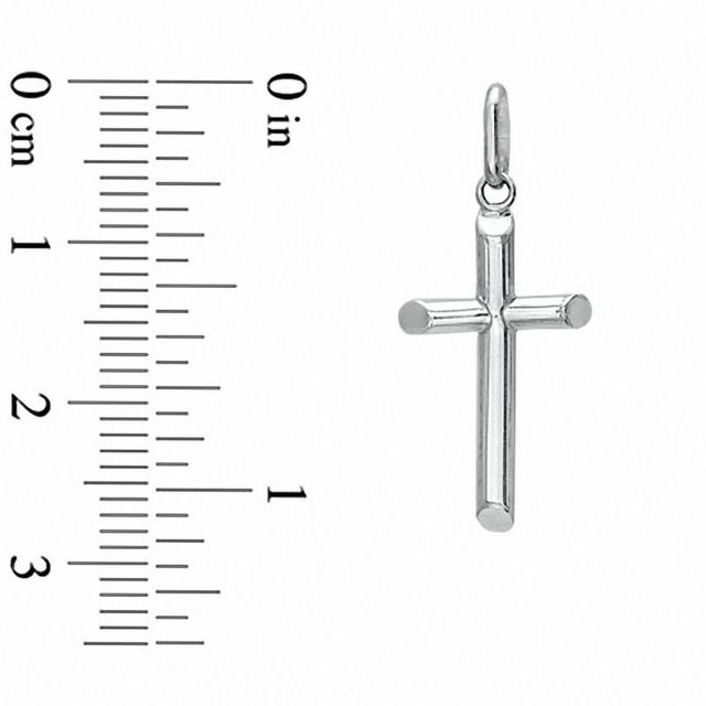 Hollow 10K White Gold Polished Cross Charm|Peoples Jewellers