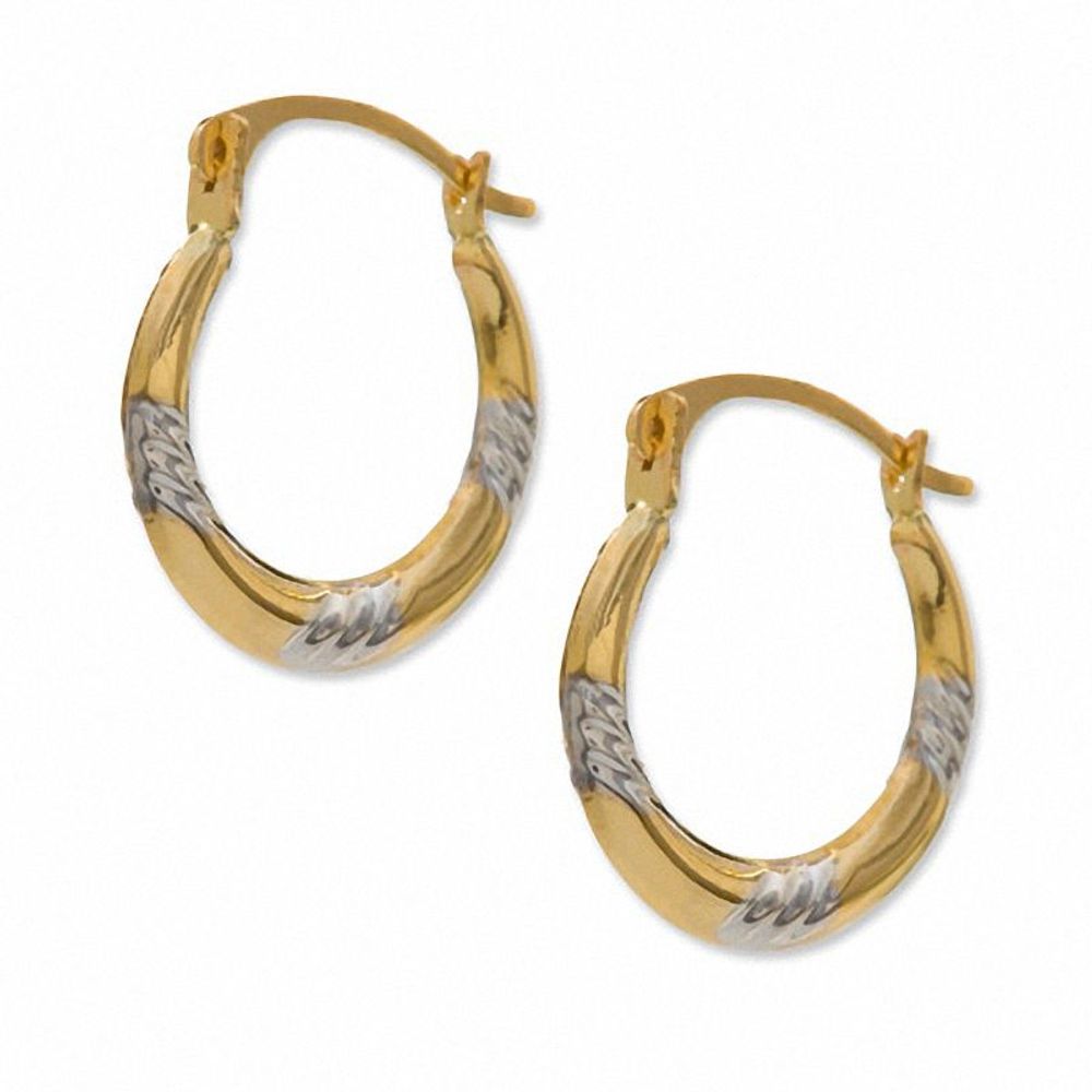 Triple Grooved Hoop Earrings in 14K Two-Tone Gold|Peoples Jewellers
