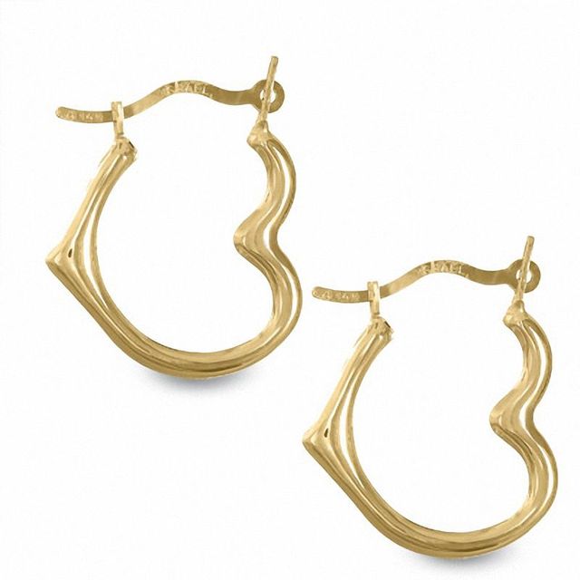 14K Gold Tilted Heart Hoop Earrings|Peoples Jewellers