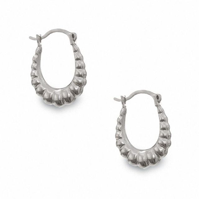 14K White Gold Shrimp Creole Hoop Earrings|Peoples Jewellers