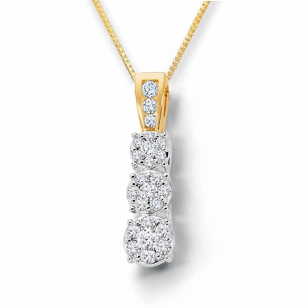 0.95 CT. T.W. Endless Diamond® Three Stone Pendant in 14K Two-Tone Gold|Peoples Jewellers