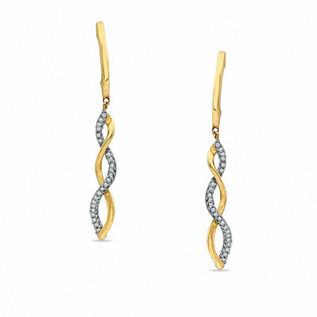 0.15 CT. T.W. Diamond Twine Drop Earrings in 10K Gold|Peoples Jewellers