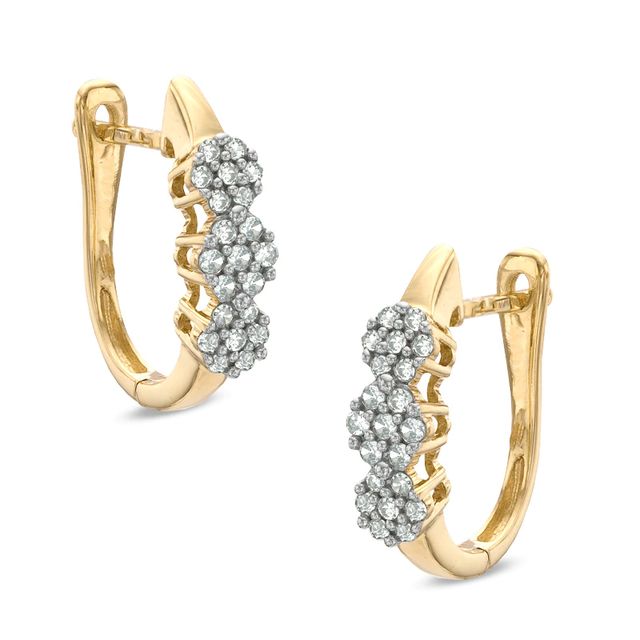 0.25 CT. T.W. Diamond Triple Flower Hoop Earrings in 10K Gold|Peoples Jewellers