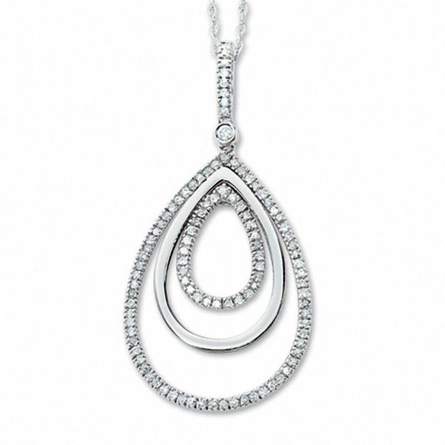 0.30 CT. T.W. Diamond Triple Teardrop Pendant in 10K Gold