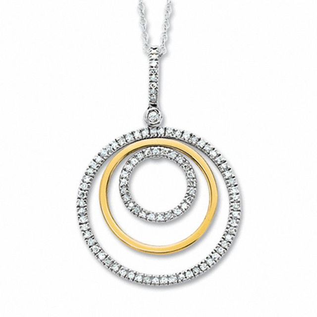 0.28 CT. T.W. Diamond Triple Circle Pendant in 10K Two-Tone Gold|Peoples Jewellers