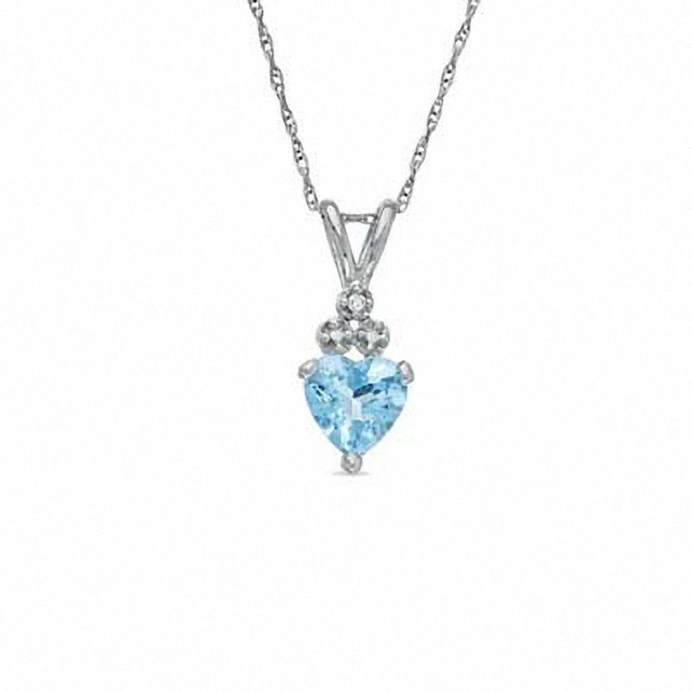 Heart-Shaped Aquamarine Pendant in 10K White Gold with a Diamond Accent|Peoples Jewellers