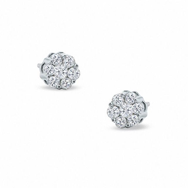 0.20 CT. T.W. Diamond Flower Stud Earrings in 10K White Gold