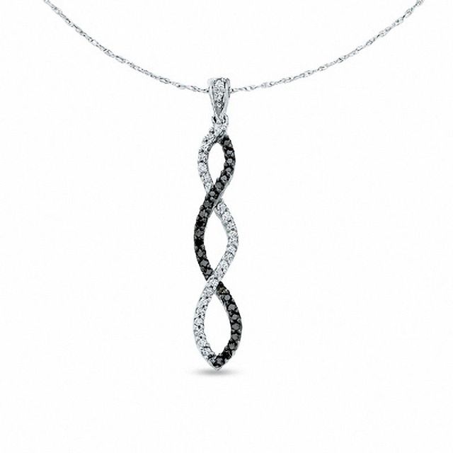 0.25 CT. T.W. Enhanced Black and White Diamond Twine Pendant in 10K White Gold|Peoples Jewellers