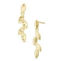 10K Gold Diamond-Cut Leaf Drop Earrings|Peoples Jewellers