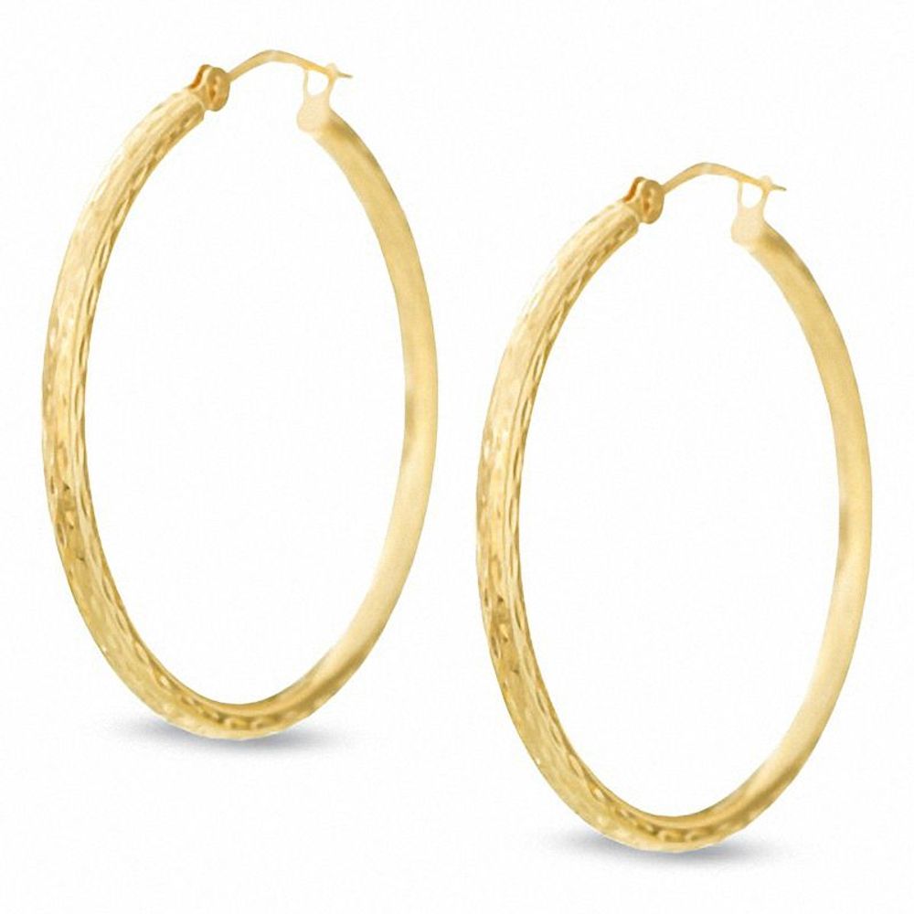 14K Gold 30mm Hinged Hoop Earrings|Peoples Jewellers