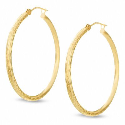 14K Gold 30mm Hinged Hoop Earrings|Peoples Jewellers
