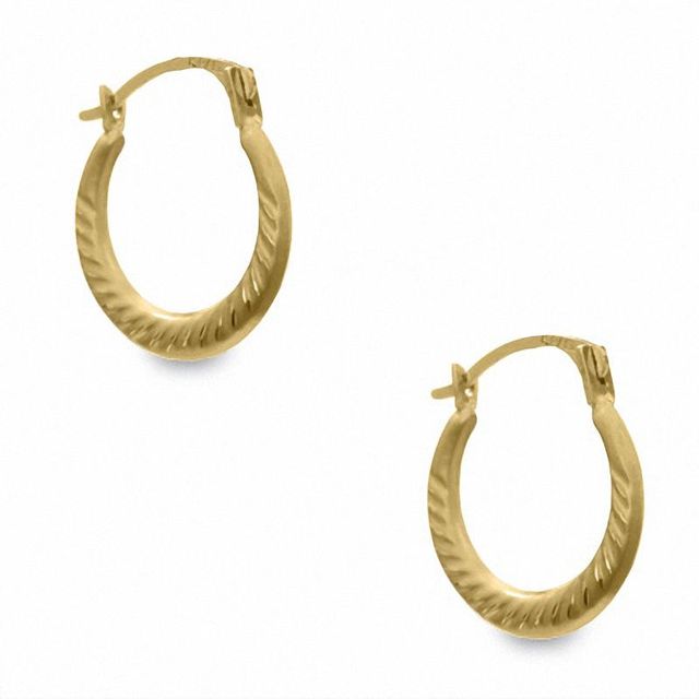 14K Gold Slash Hoop Earrings|Peoples Jewellers