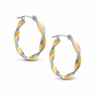 14K Two-Tone Gold 20mm Twist Hoop Earrings|Peoples Jewellers