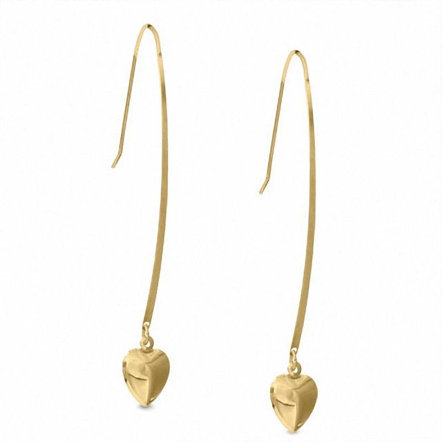 14K Gold Wire Heart Drop Earrings|Peoples Jewellers