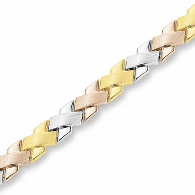 10K Tri-Tone Gold "X" Bracelet|Peoples Jewellers