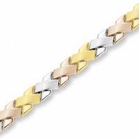10K Tri-Tone Gold "X" Bracelet|Peoples Jewellers