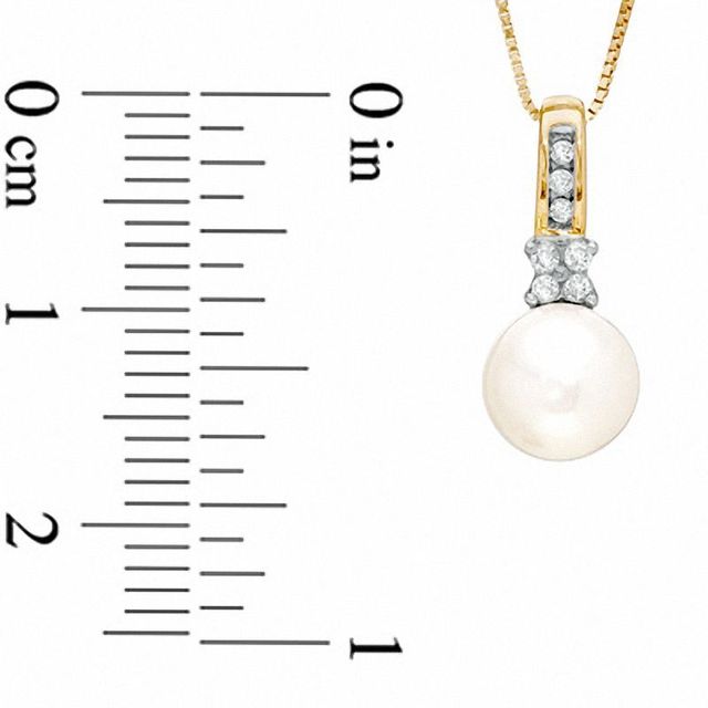 Freshwater Cultured Pearl and Diamond Accent Pendant in 10K Gold|Peoples Jewellers