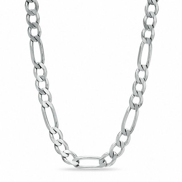 Men's 8.0mm Pavé Figaro Chain Bracelet in Sterling Silver - 9.0"