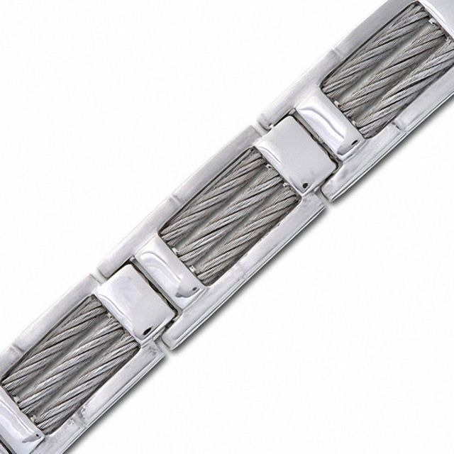 Men's Three-Row Cable Bracelet in Stainless Steel - 8.25"|Peoples Jewellers