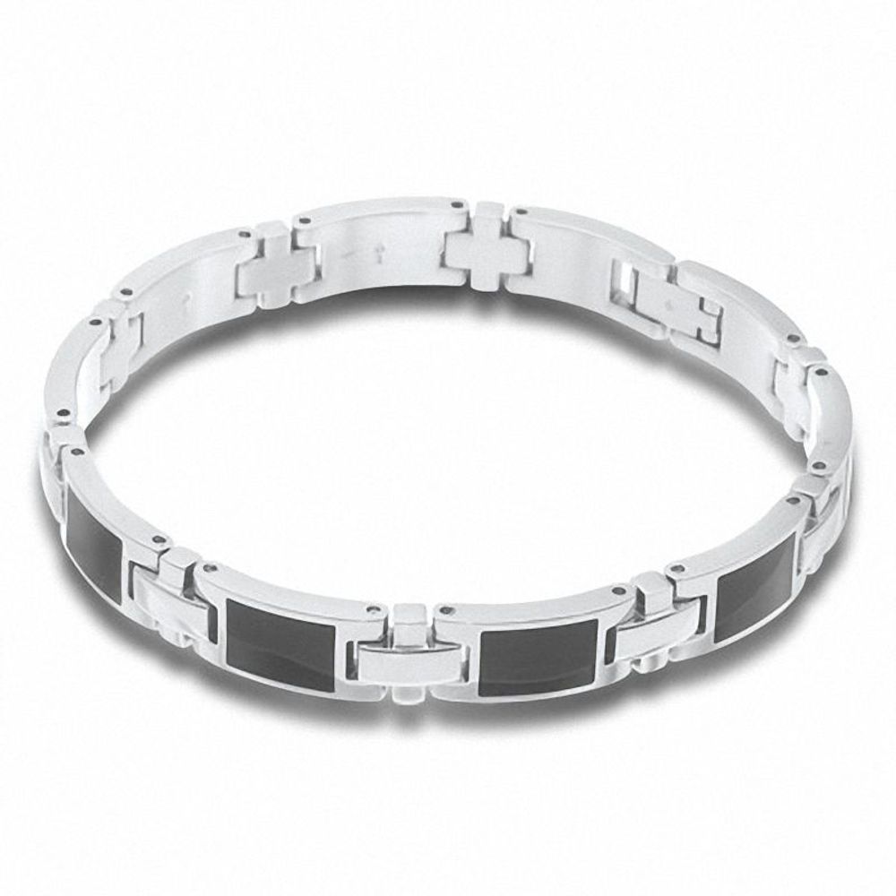 Men's Enamel Link Bracelet in Stainless Steel - 8.5"|Peoples Jewellers