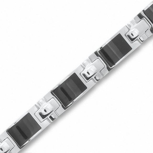 Men's Enamel Link Bracelet in Stainless Steel - 8.5"|Peoples Jewellers