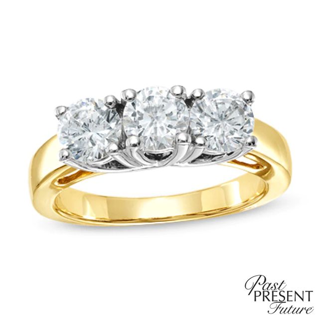 1.50 CT. T.W. Diamond Three Stone Anniversary Ring in 14K Two-Tone Gold|Peoples Jewellers