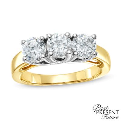 1.50 CT. T.W. Diamond Three Stone Anniversary Ring in 14K Two-Tone Gold|Peoples Jewellers