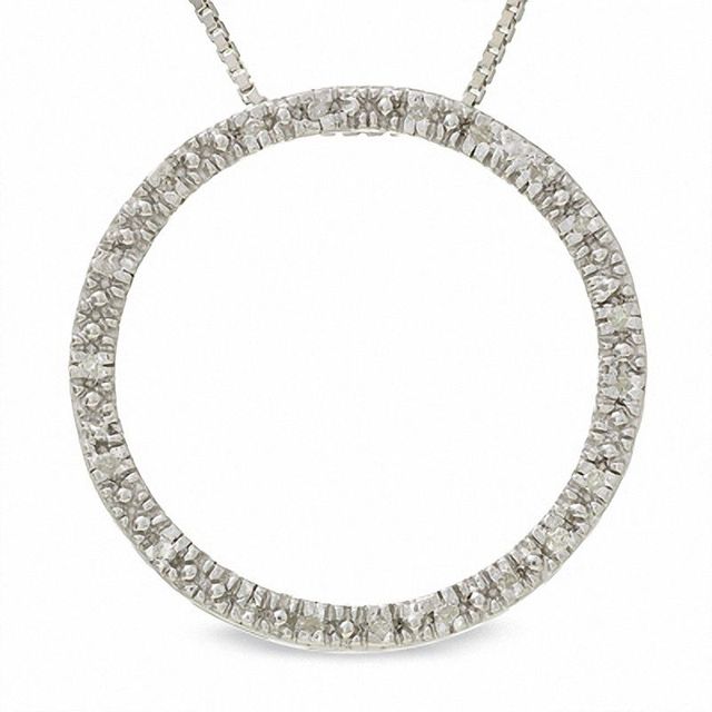 Circle Pendant with Diamond Accents in Sterling Silver|Peoples Jewellers