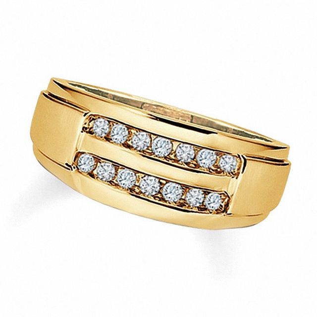 Men's 0.33 CT. T.W. Diamond Double Row Ring in 10K Gold