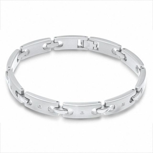 Men's Diamond Accent Bracelet in Stainless Steel - 8.25"