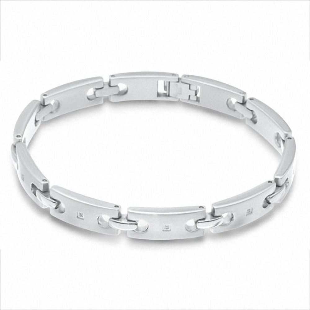 Men's Diamond Accent Bracelet in Stainless Steel - 8.25"|Peoples Jewellers