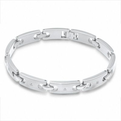 Men's Diamond Accent Bracelet in Stainless Steel - 8.25"|Peoples Jewellers