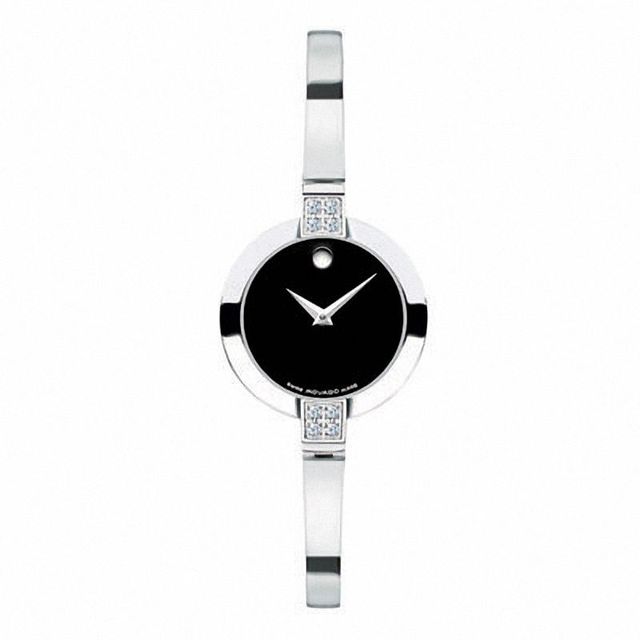 Ladies' Movado Bela Stainless Steel Bangle Watch with Diamond Accents (Model: 0605855)|Peoples Jewellers