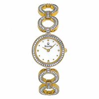 Ladies' Bulova Gold-Tone Crystal Accent Watch with Mother-of-Pearl Dial (Model: 98V26)|Peoples Jewellers