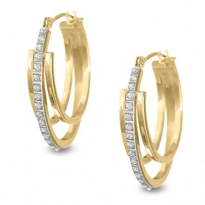Diamond Fascination™ 14K Gold Triple Hoop Earrings|Peoples Jewellers