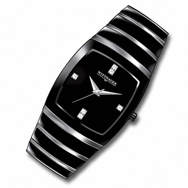 Men's Wittnauer Diamond Accent Two-Tone Ceramic Watch and Square Black Dial (Model: 12D03)|Peoples Jewellers