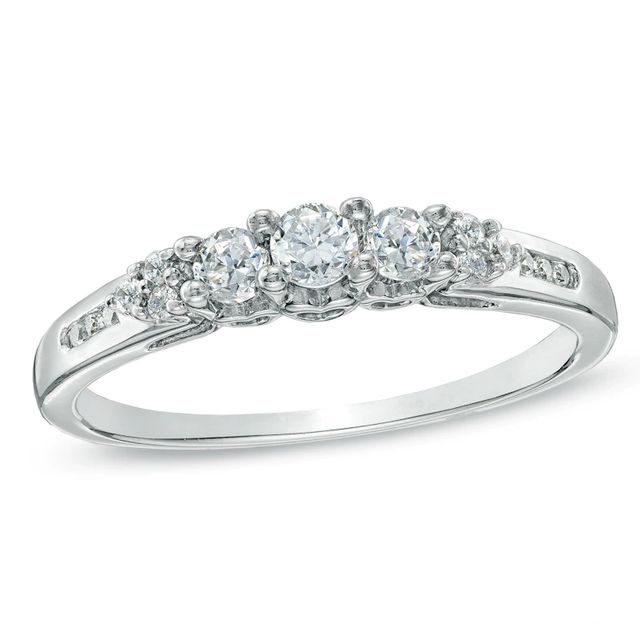 0.33 CT. T.W. Diamond Past Present Future® Ring in 14K White Gold|Peoples Jewellers