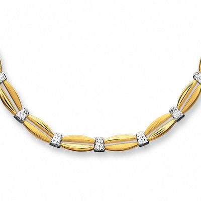 Ladies' 10K Two-Tone Gold Graduated Double Bar Necklace|Peoples Jewellers