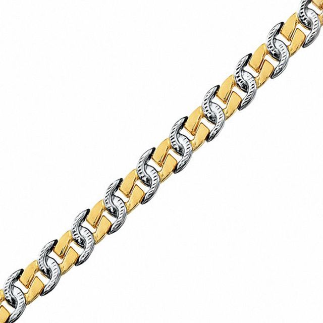 10K Two-Tone Gold Horseshoe Link Bracelet|Peoples Jewellers