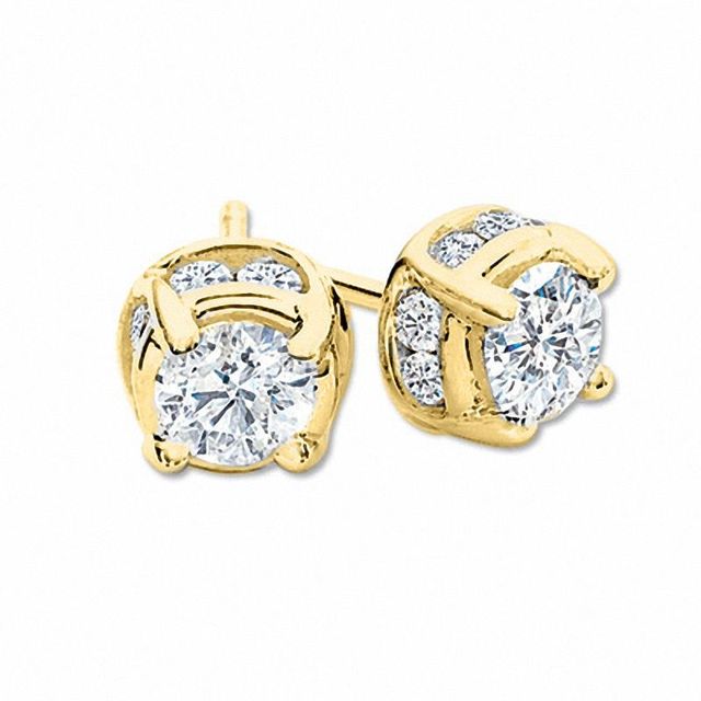 1.00 CT. T.W. Diamond Solitaire Twist Stud Earrings in 14K Gold|Peoples Jewellers