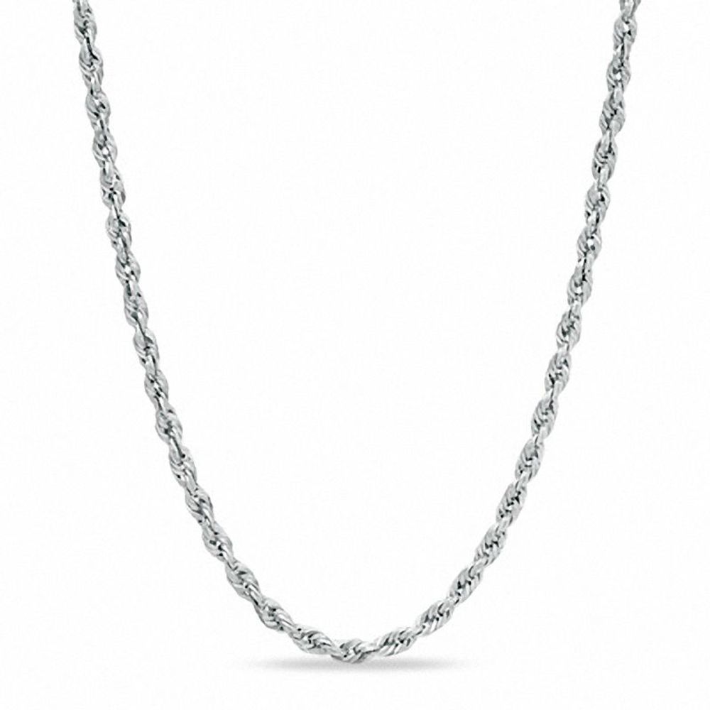 2.5mm Glitter Rope Chain Necklace in Hollow 10K White Gold|Peoples Jewellers