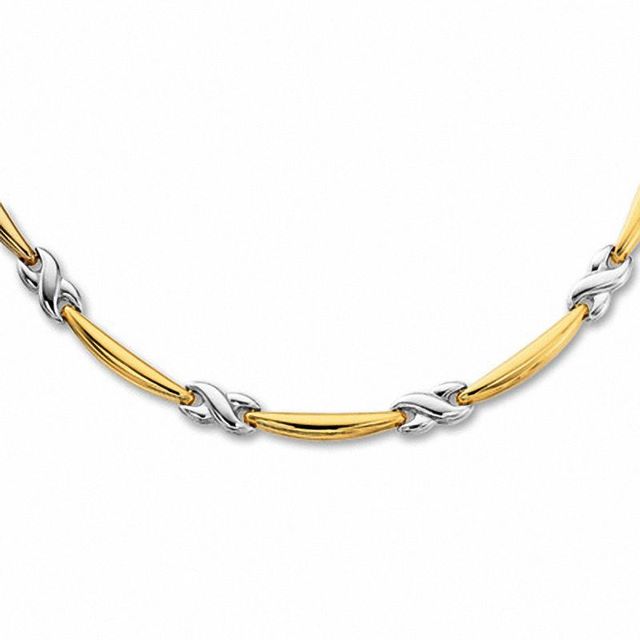 10K Two-Tone Gold "X" Stampato Necklace