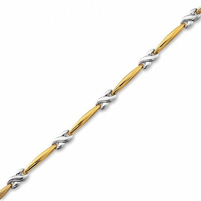 10K Two-Tone Gold "X" Stampato Bracelet|Peoples Jewellers