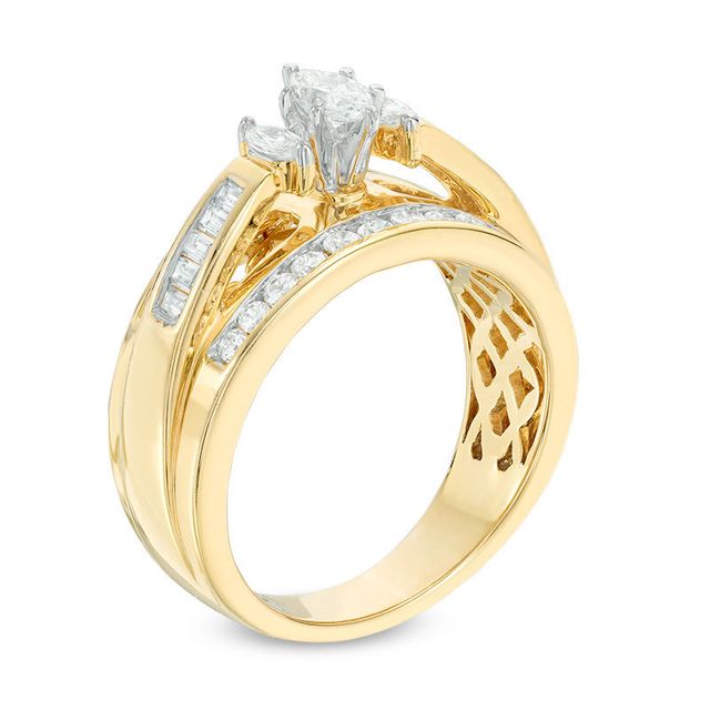 1.00 CT. T.W. Marquise Diamond Three Stone Engagement Ring in 14K Gold|Peoples Jewellers