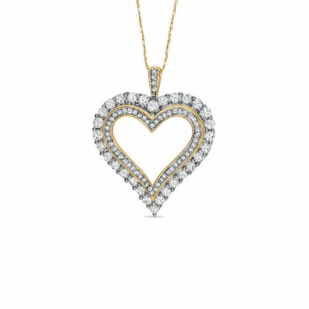 1.00 CT. T.W. Diamond Elegant Heart Pendant in 10K Gold|Peoples Jewellers