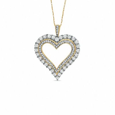 1.00 CT. T.W. Diamond Elegant Heart Pendant in 10K Gold|Peoples Jewellers